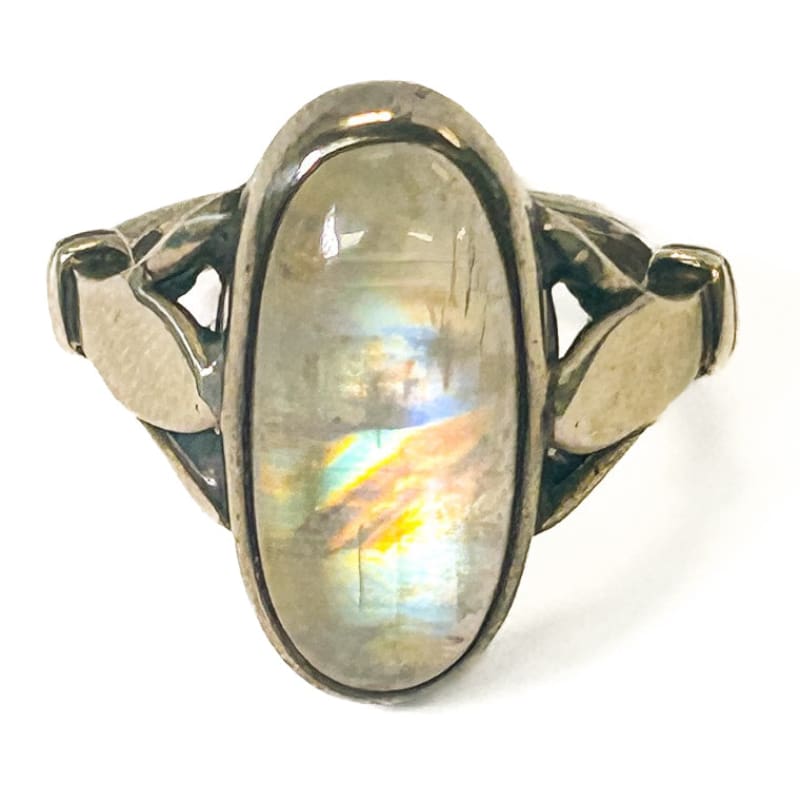 Vintage 925 Sterling Silver Rainbow Moonstone Ring - Size 8.5 - Frijja, LLC