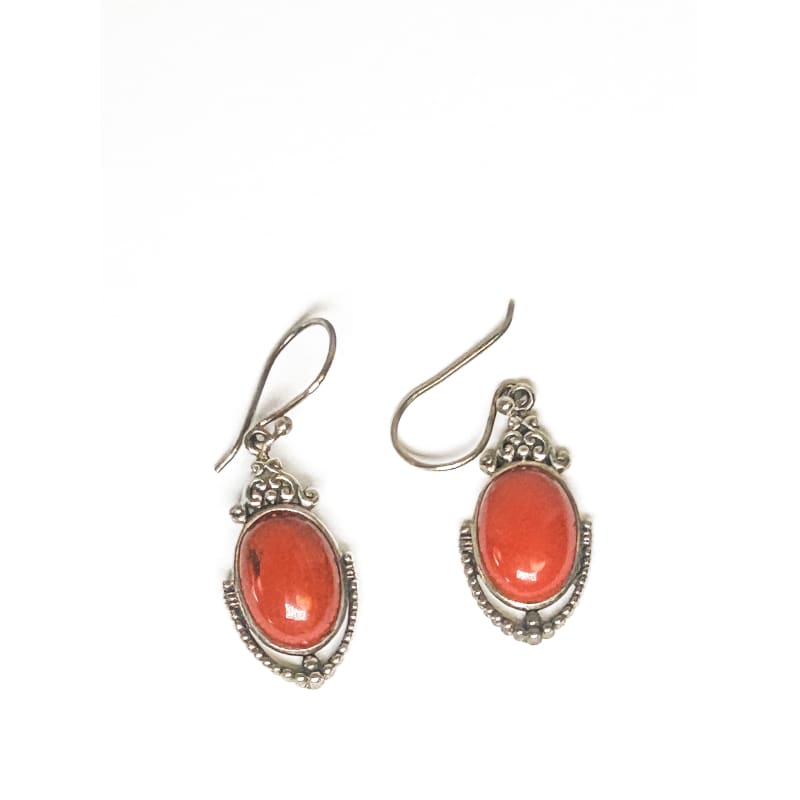Vintage 925 Sterling Silver Red Jasper Earrings - Frijja, LLC