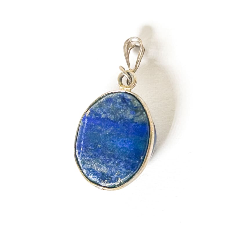 Vintage 925 Sterling Silver Round Lapis Lazuli Pendant - Frijja, LLC