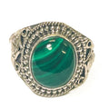 Vintage 925 Sterling Silver Round Malachite Ring - Size 8 - Frijja, LLC