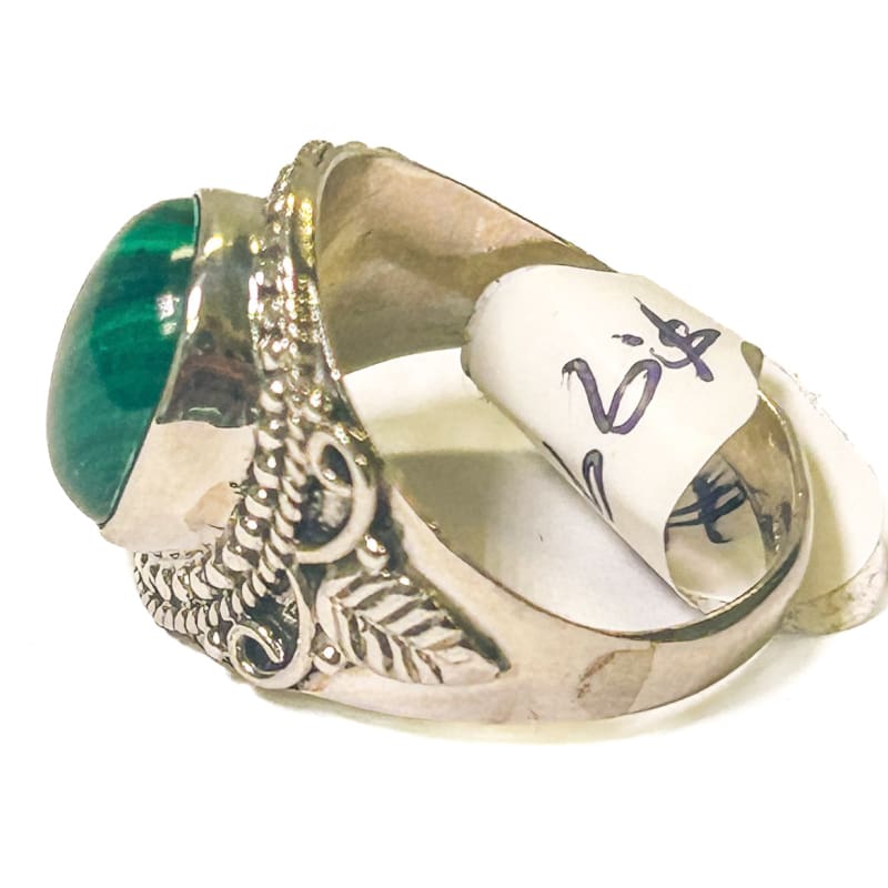 Vintage 925 Sterling Silver Round Malachite Ring - Size 8 - Frijja, LLC
