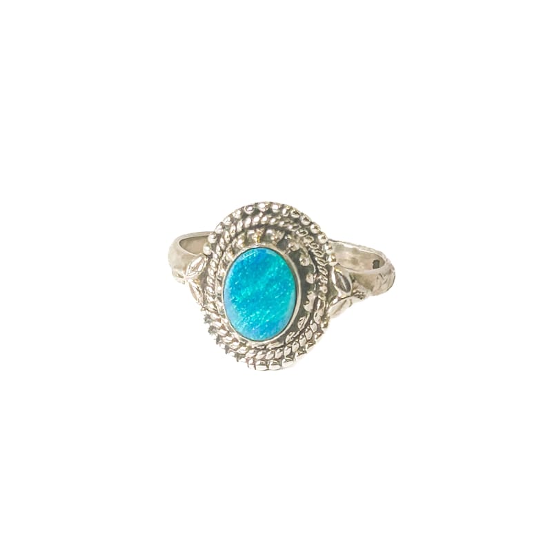Vintage 925 Sterling Silver Round Turquoise Ring - Size 8 - Frijja, LLC