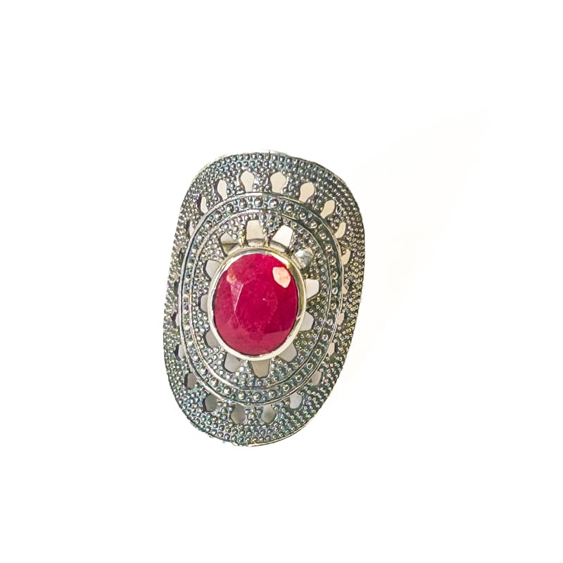 Vintage 925 Sterling Silver Ruby Ring Size 7 - Frijja, LLC
