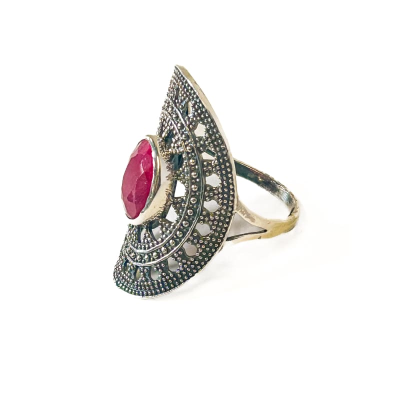 Vintage 925 Sterling Silver Ruby Ring Size 7 - Frijja, LLC