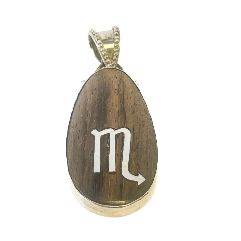 Vintage 925 Sterling Silver Virgo Wooden Pendant - Frijja, LLC