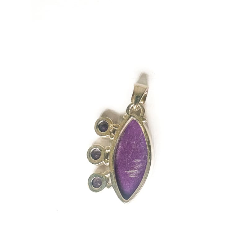 Vintage 925 Sterling Silver Sugilite and Amethyst Pendant - Frijja, LLC