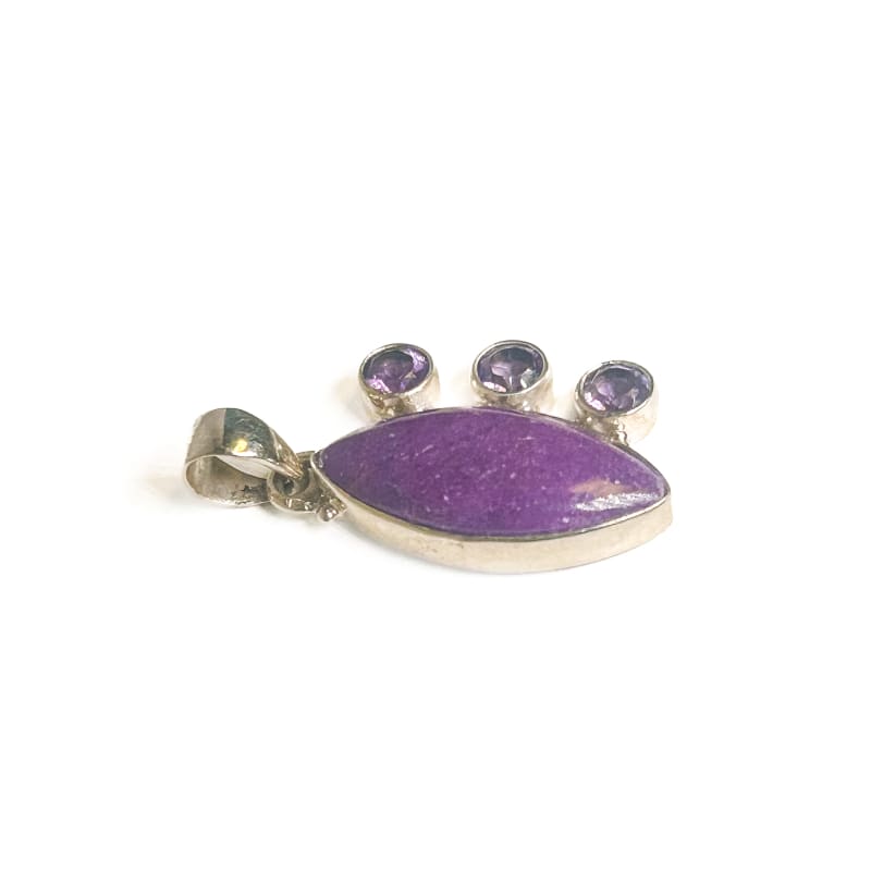 Vintage 925 Sterling Silver Sugilite and Amethyst Pendant - Frijja, LLC