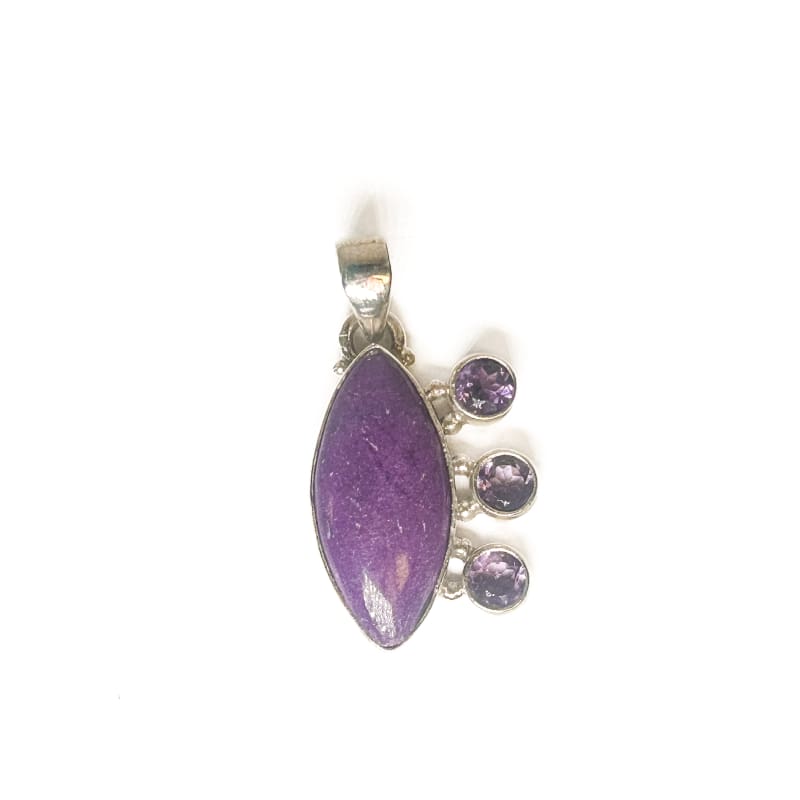 Vintage 925 Sterling Silver Sugilite and Amethyst Pendant - Frijja, LLC