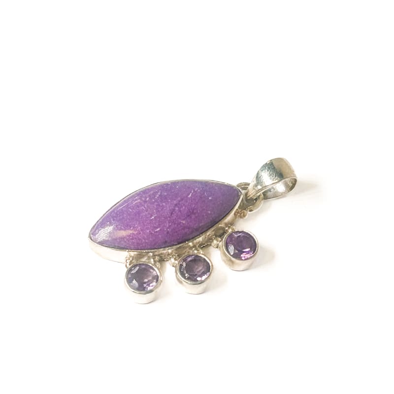 Vintage 925 Sterling Silver Sugilite and Amethyst Pendant - Frijja, LLC