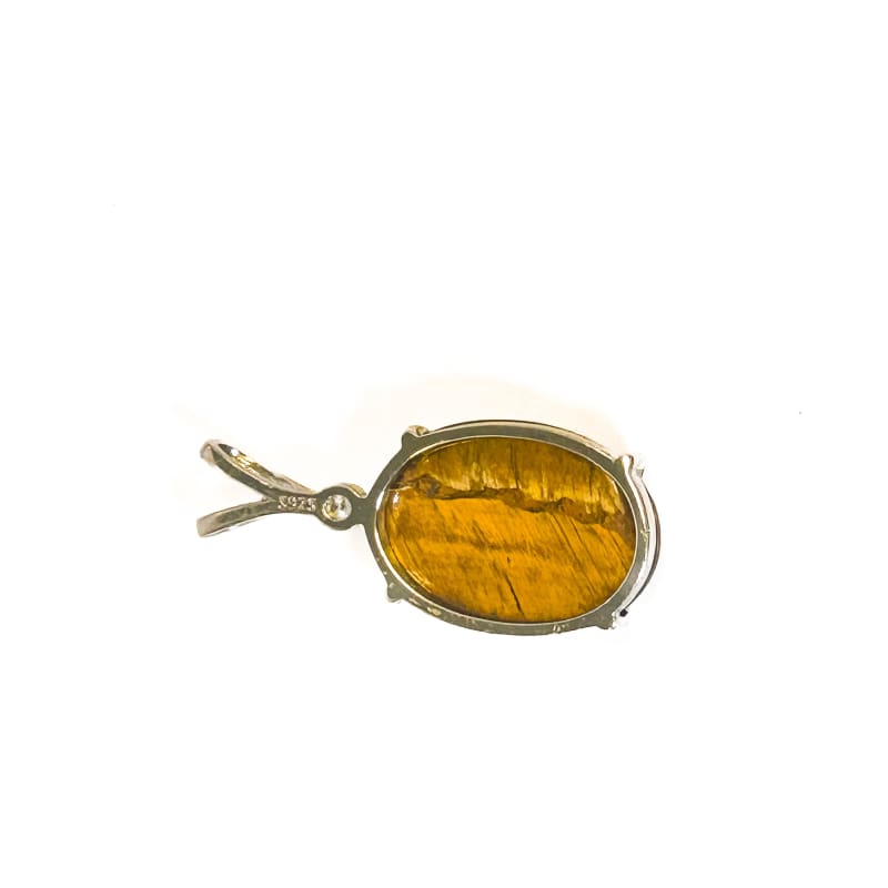 Vintage 925 Sterling Silver Tigers Eye Pendant - Frijja, LLC