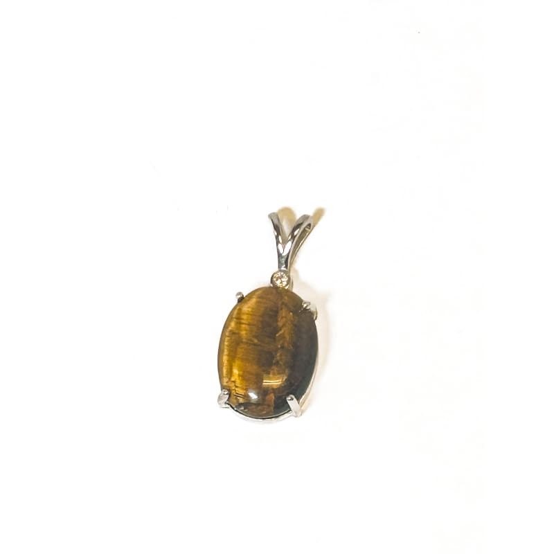Vintage 925 Sterling Silver Tigers Eye Pendant - Frijja, LLC
