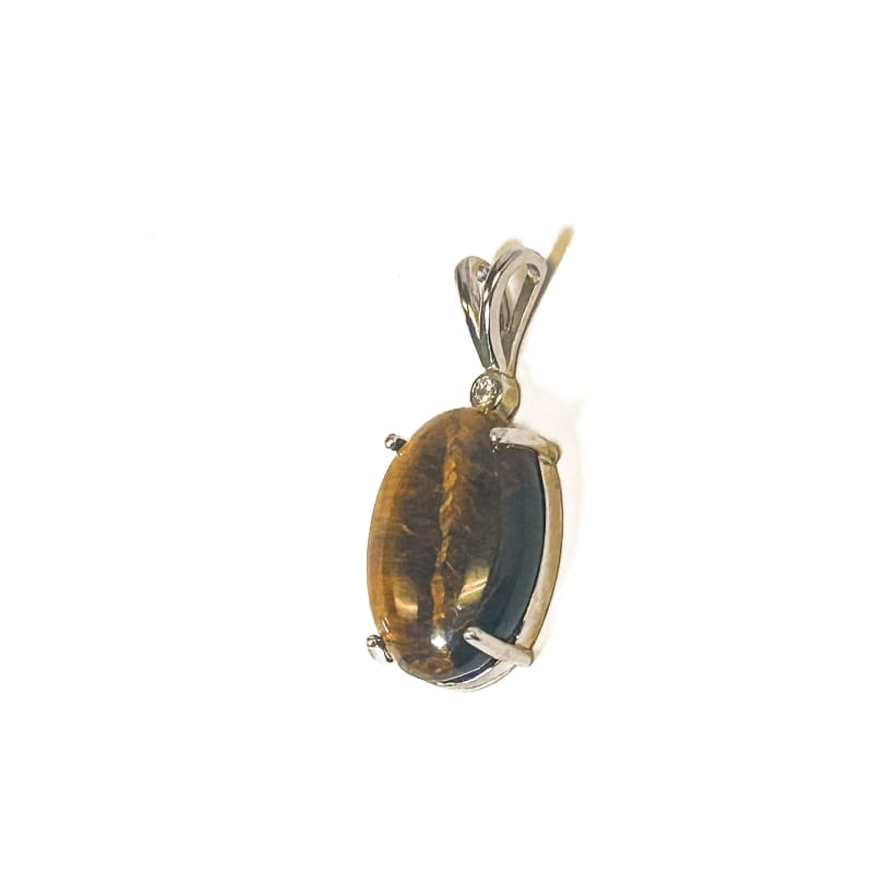 Vintage 925 Sterling Silver Tigers Eye Pendant - Frijja, LLC