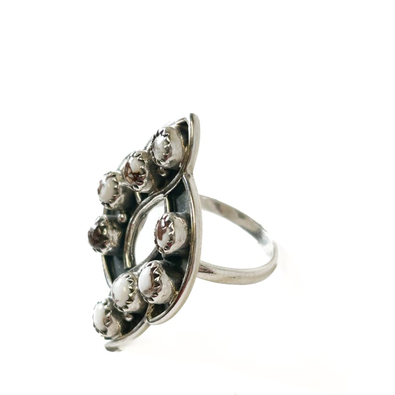 Vintage 925 Sterling Silver White Buffalo Turquoise Ring - Size 8 - Frijja, LLC