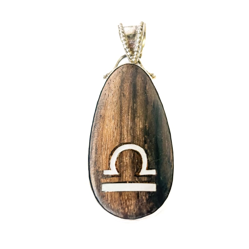 Vintage 925 Sterling Silver Wooden Libra Pendant - Frijja, LLC