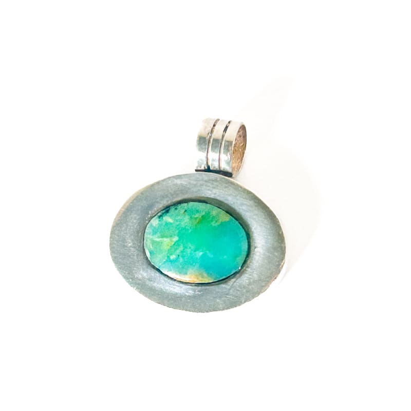 Vintage 950 Sterling Silver Chrysocolla Pendant - Frijja, LLC