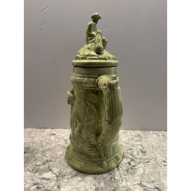 Vintage Ceramic German Hunter Beer Stein with Lid 1970s - Frijja, LLC