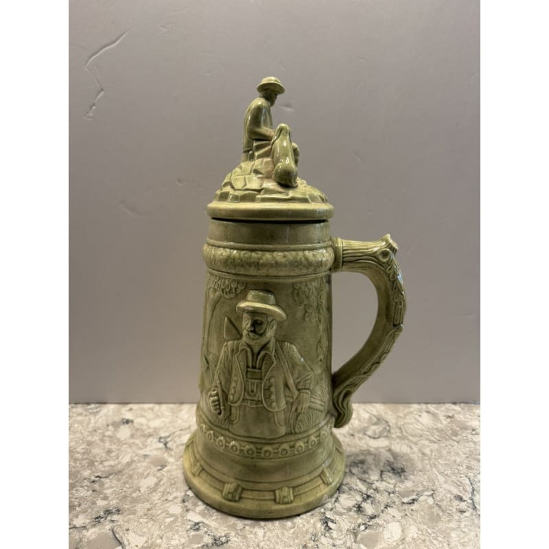 Vintage Ceramic German Hunter Beer Stein with Lid 1970s - Frijja, LLC