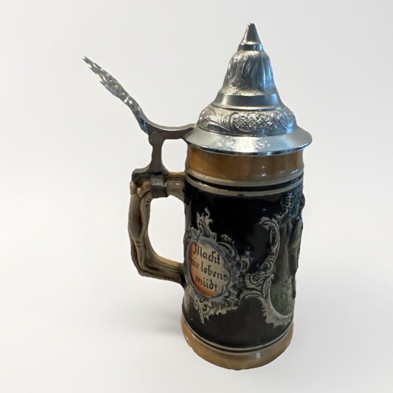 Vintage DBGM German Beer Stein Gold And Blue / Stamped Lid - Frijja, LLC
