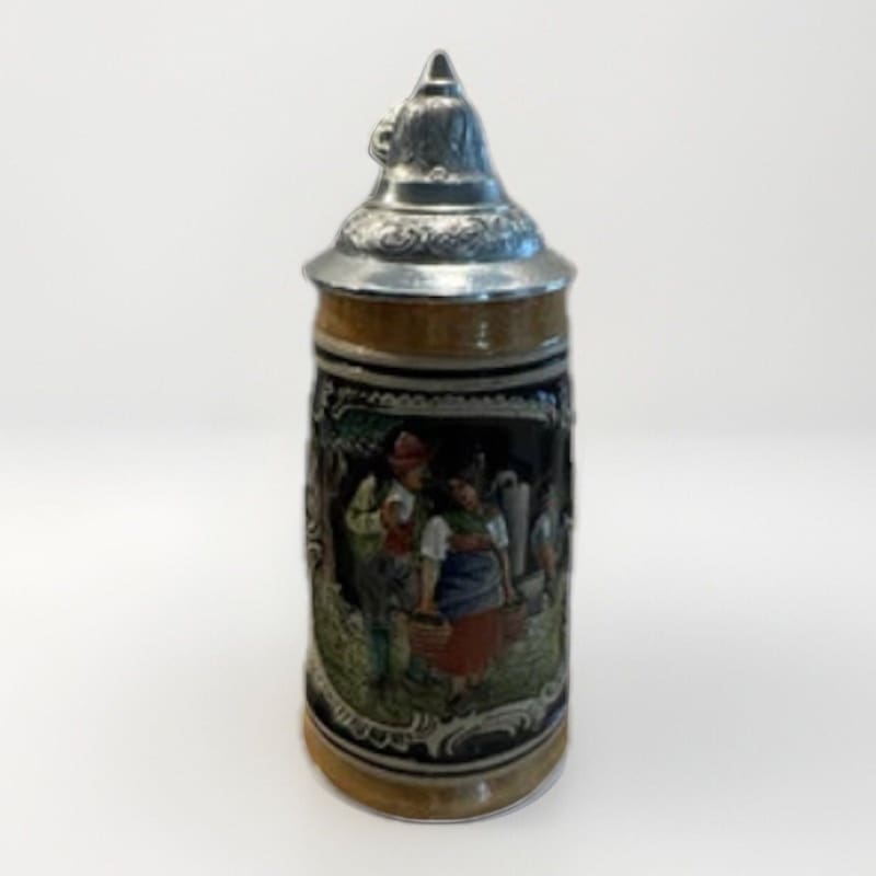 Vintage DBGM German Beer Stein Gold And Blue / Stamped Lid - Frijja, LLC