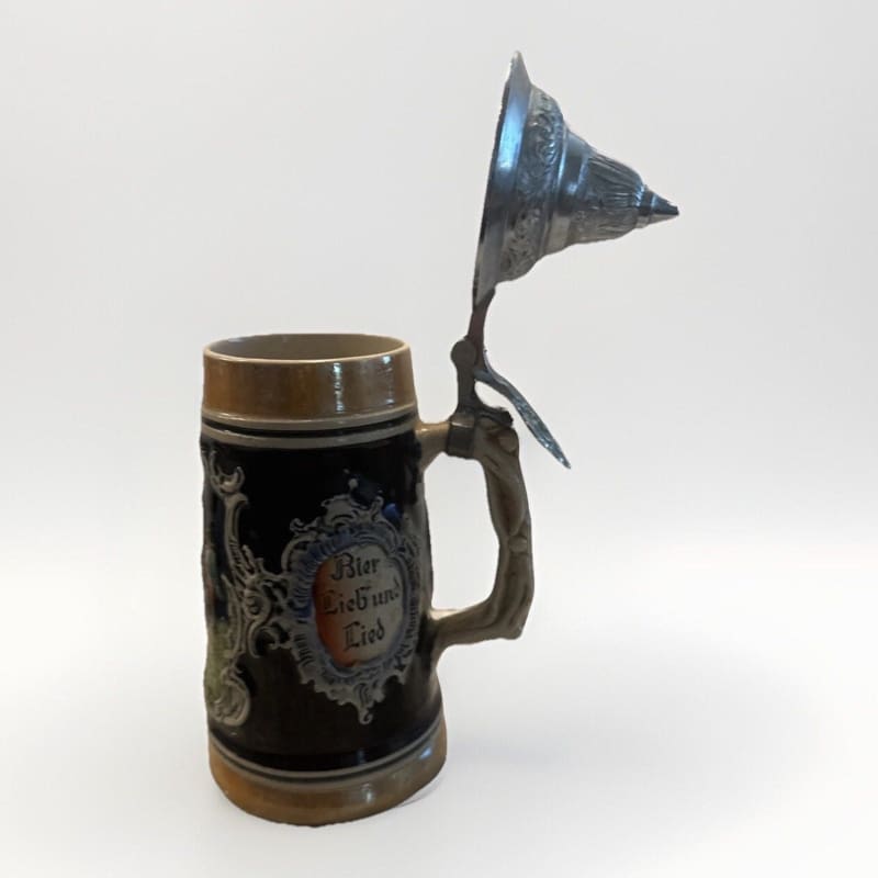 Vintage DBGM German Beer Stein Gold And Blue / Stamped Lid - Frijja, LLC