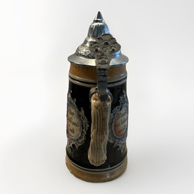 Vintage DBGM German Beer Stein Gold And Blue / Stamped Lid - Frijja, LLC