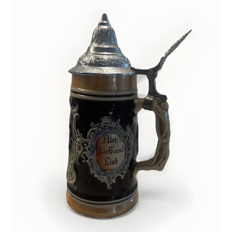 Vintage DBGM German Beer Stein Gold And Blue / Stamped Lid - Frijja, LLC