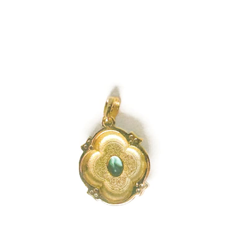Vintage Gold Plated 925 Sterling Silver Apatite Mother of Pearl Pendant - Frijja, LLC