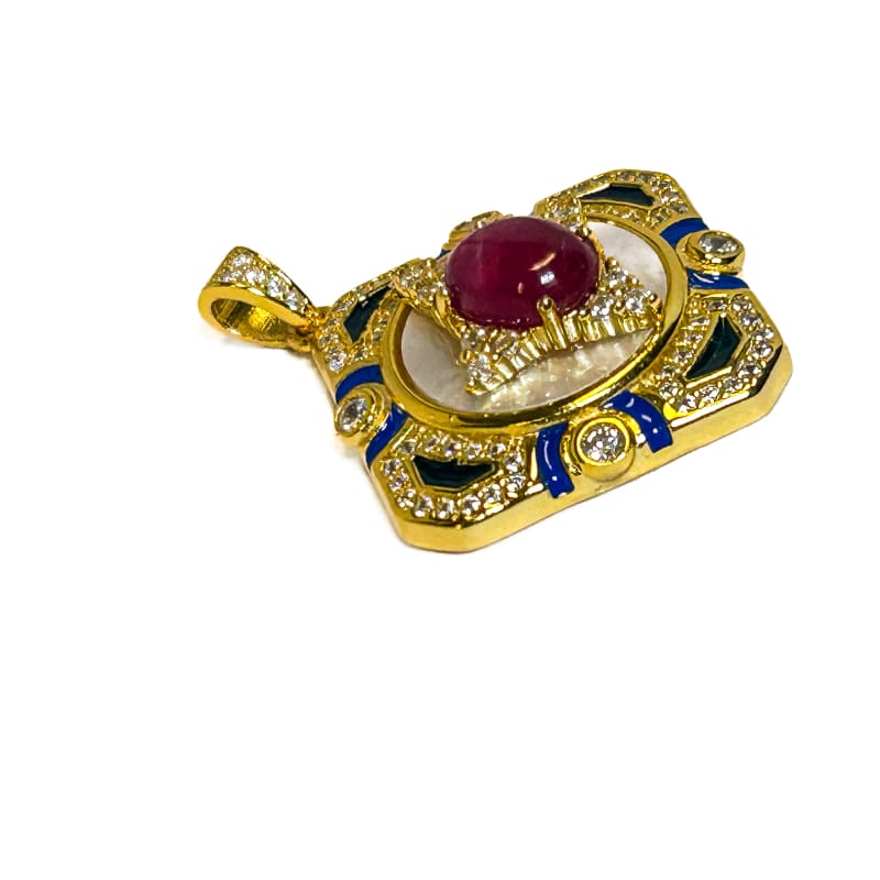 Vintage Gold Plated 925 Sterling Silver Ruby Pendant - Frijja, LLC