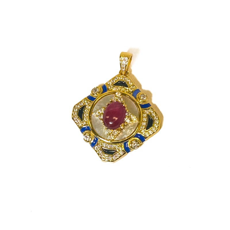 Vintage Gold Plated 925 Sterling Silver Ruby Pendant - Frijja, LLC