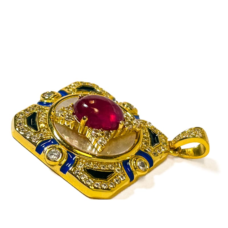 Vintage Gold Plated 925 Sterling Silver Ruby Pendant - Frijja, LLC