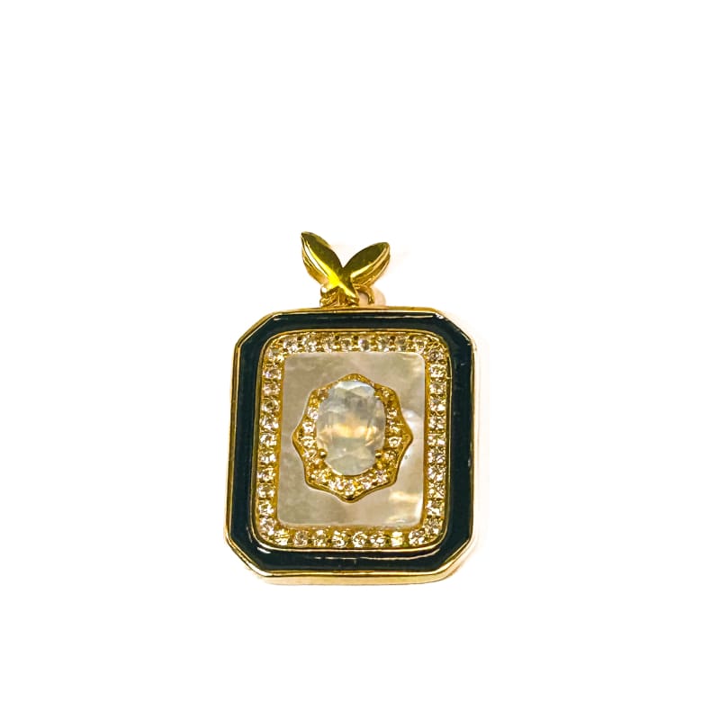 Vintage Gold Plated 925 Sterling Silver Square Moonstone Pendant - Frijja, LLC