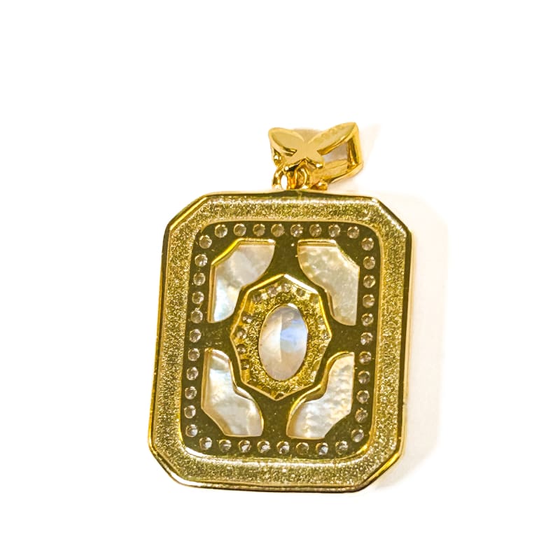 Vintage Gold Plated 925 Sterling Silver Square Moonstone Pendant - Frijja, LLC