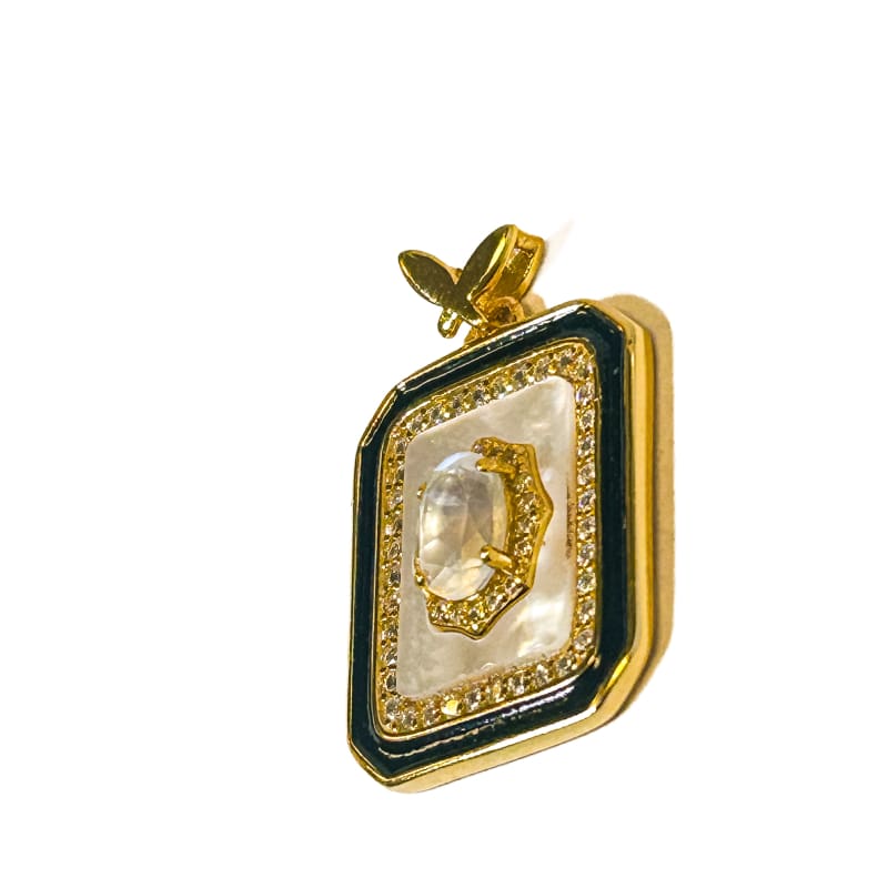 Vintage Gold Plated 925 Sterling Silver Square Moonstone Pendant - Frijja, LLC