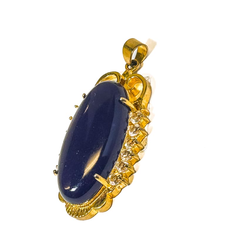 Vintage Gold Plated Oval Purple Agate Pendant - Frijja, LLC