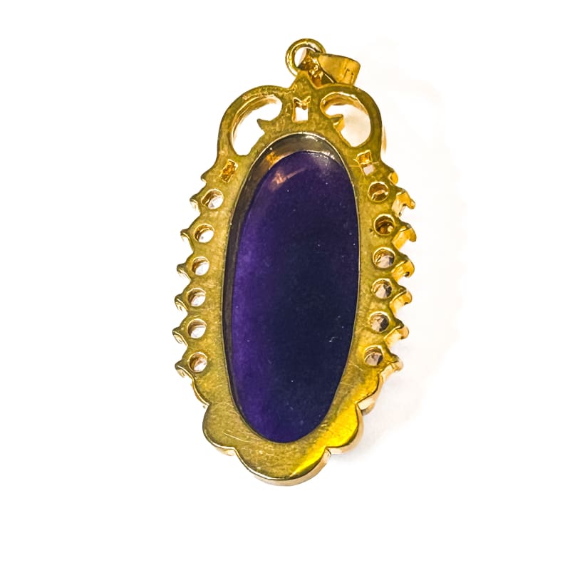 Vintage Gold Plated Oval Purple Agate Pendant - Frijja, LLC