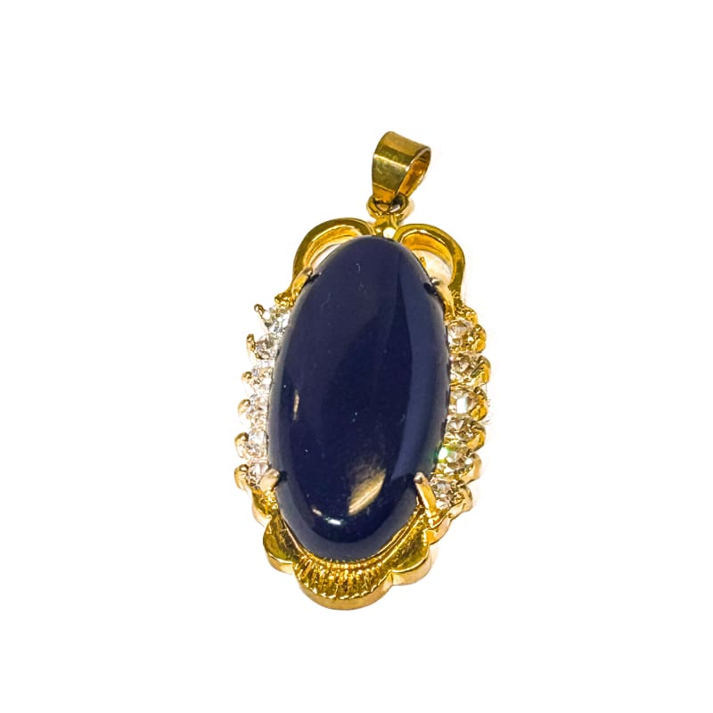 Vintage Gold Plated Oval Purple Agate Pendant - Frijja, LLC