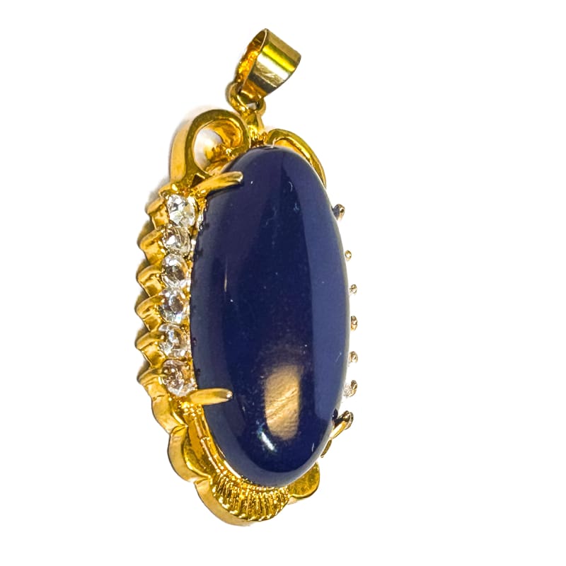 Vintage Gold Plated Oval Purple Agate Pendant - Frijja, LLC