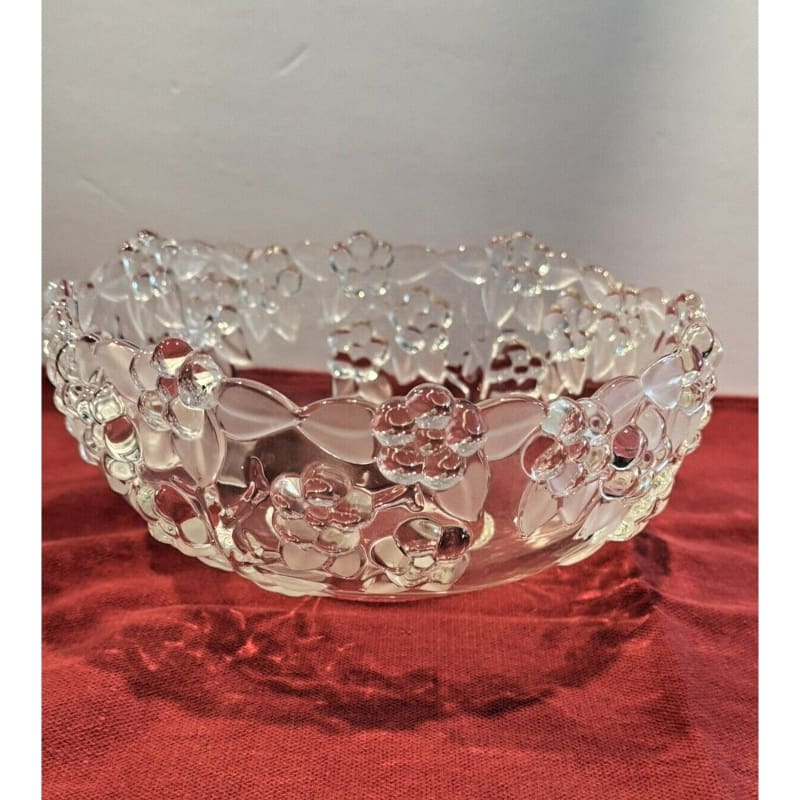 Vintage Mikasa 8.75” Carmen Crystal Bowl Walther Glas West Germany Floral Fruit - Frijja, LLC