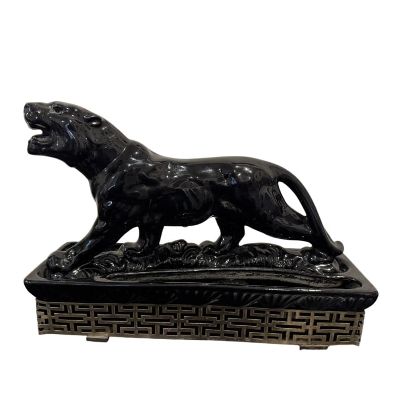 VTG Ceramic Black Panther Jaguar Planter Vase MCM 1953 MidCentury 15.5" x 11" H - Frijja, LLC