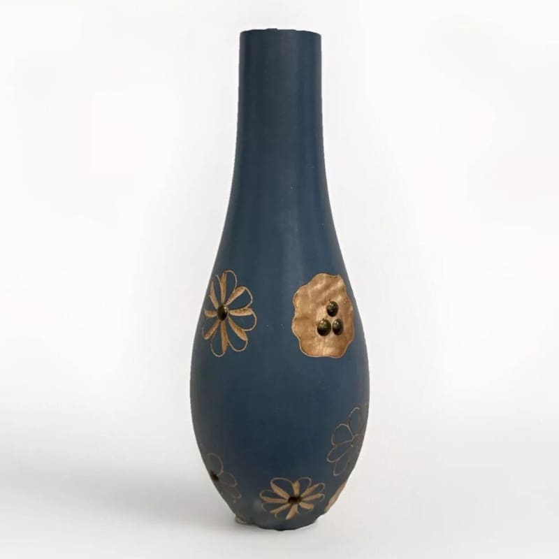 Wood Vase Flower Mango Wood Carving Handmade Thailand Home Decor - 4.5" x 12" - Frijja, LLC