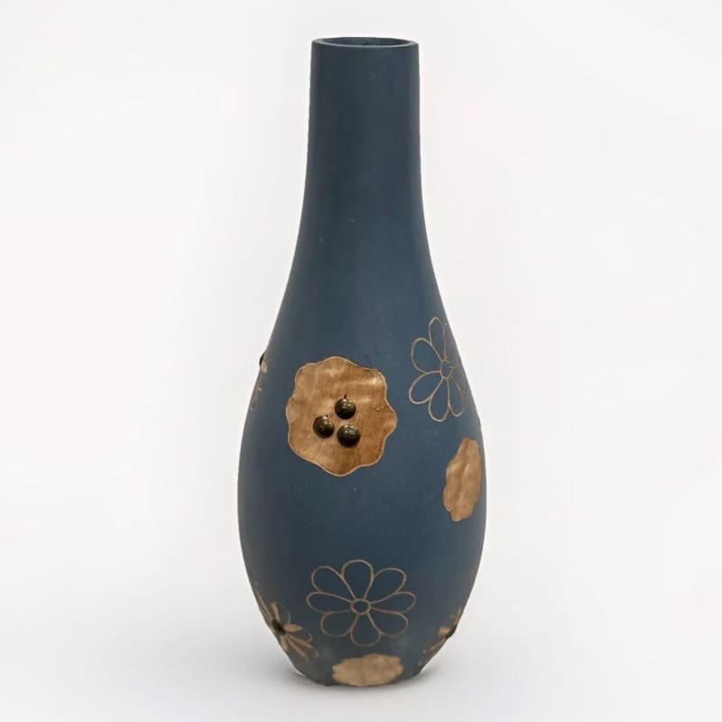 Wood Vase Flower Mango Wood Carving Handmade Thailand Home Decor - 4.5" x 12" - Frijja, LLC