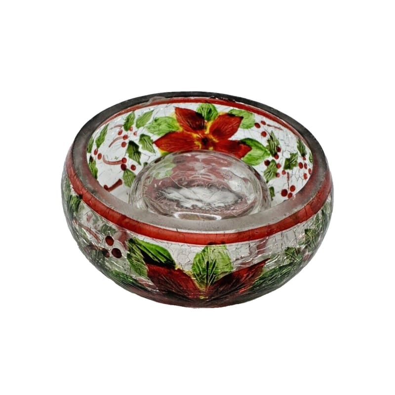 Yankee Candle Christmas Holly Crackle Glass Tealight Votive Holder Holiday - Frijja, LLC